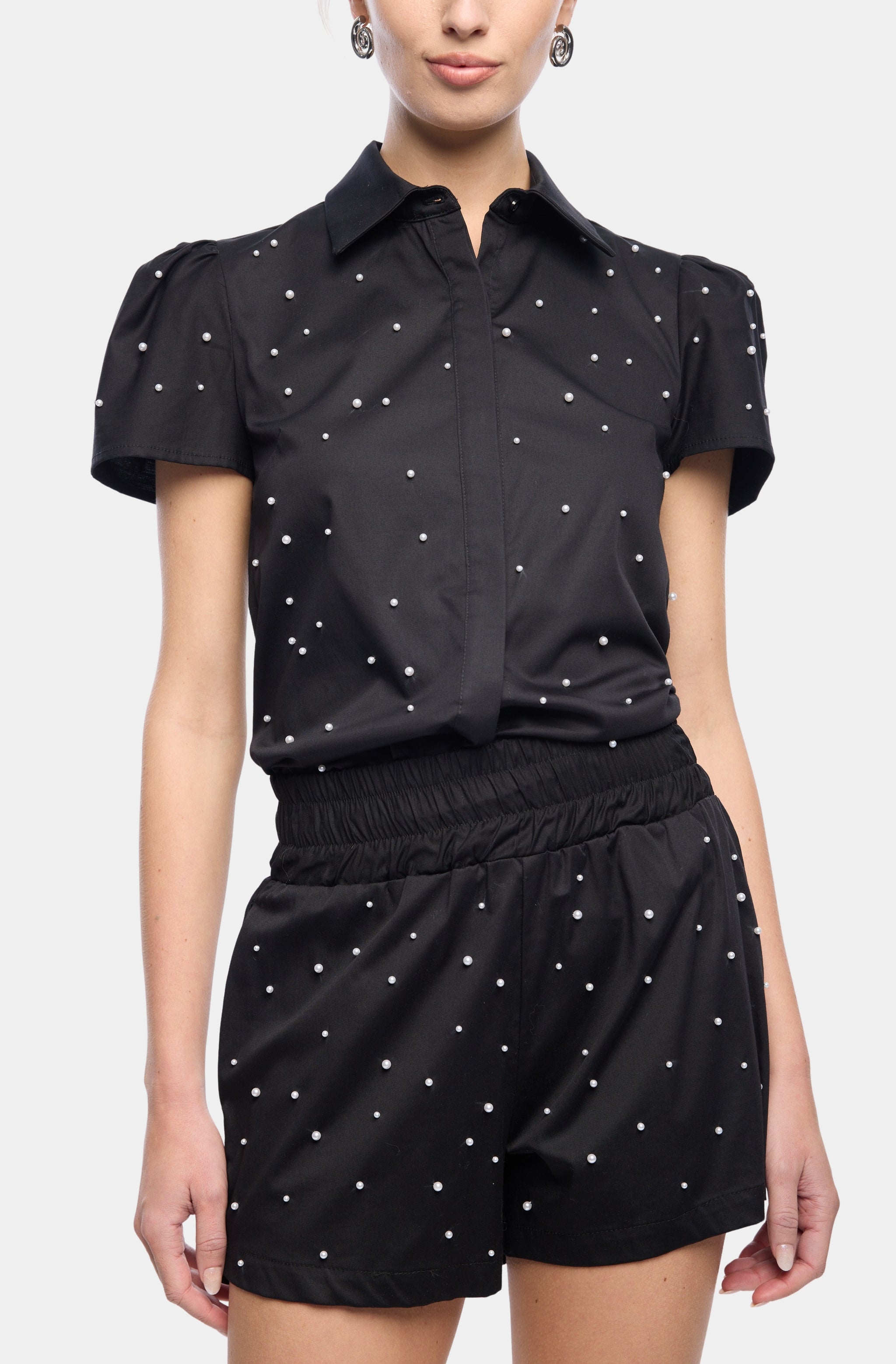 Murphy Pearl Embellished Poplin Shirt