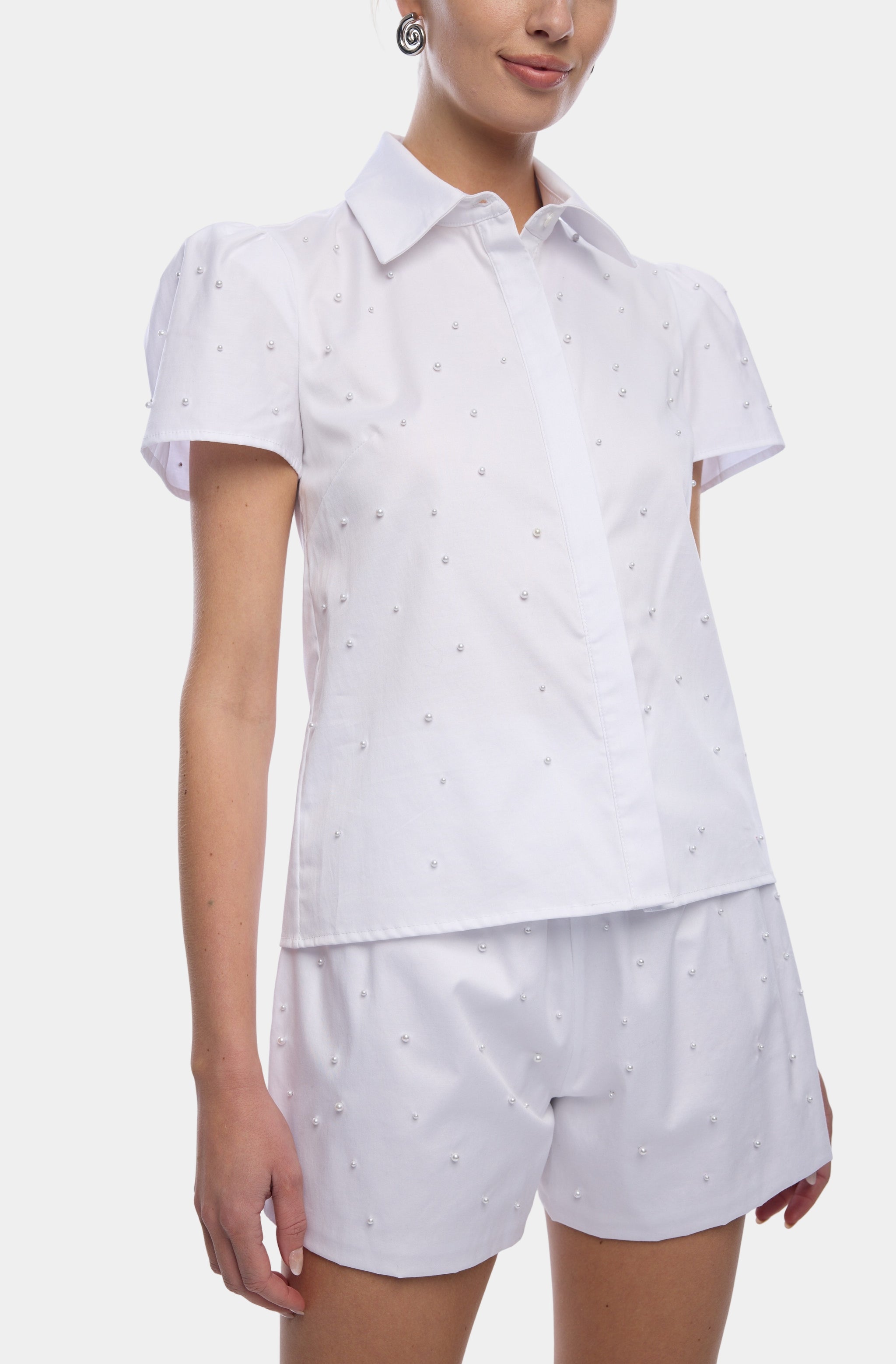 Murphy Pearl Embellished Poplin Shirt