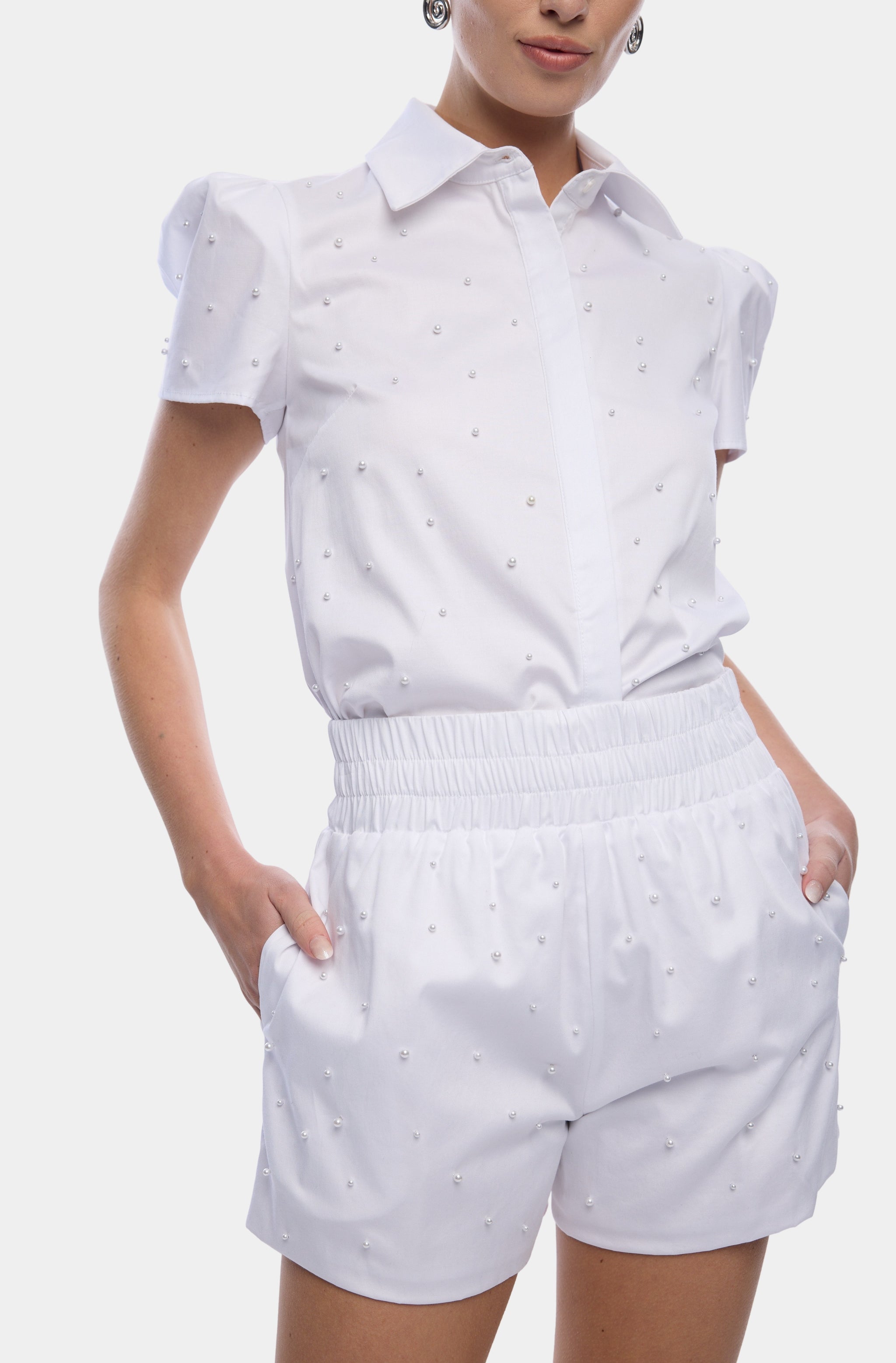 Murphy Pearl Embellished Poplin Shirt