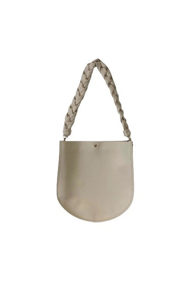 "U" Shape Pebbled Vegan Leather Bag & Braided Strap